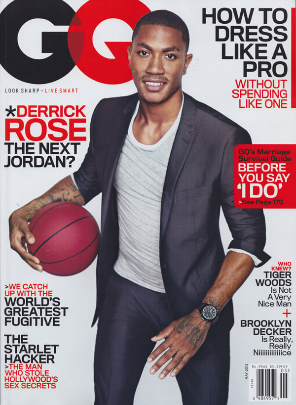 GQ May 2012 magazine back issue GQ magizine back copy World's Greatest Fugitive,Derrick Rose,Marriage Survival Guide,Tiger Woods,the starlet hacker,jorda