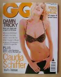 Claudia Schiffer magazine cover appearance GQ British March 1996