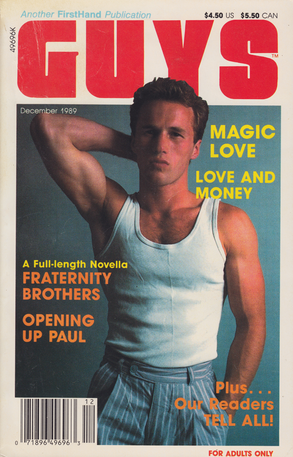 Guys December 1989 magazine back issue Guys magizine back copy Opening Up,Fraternity Brothers,Love and Money,Magic Love,GREAT GAY GUYS,SODOM AND GOMORRAH