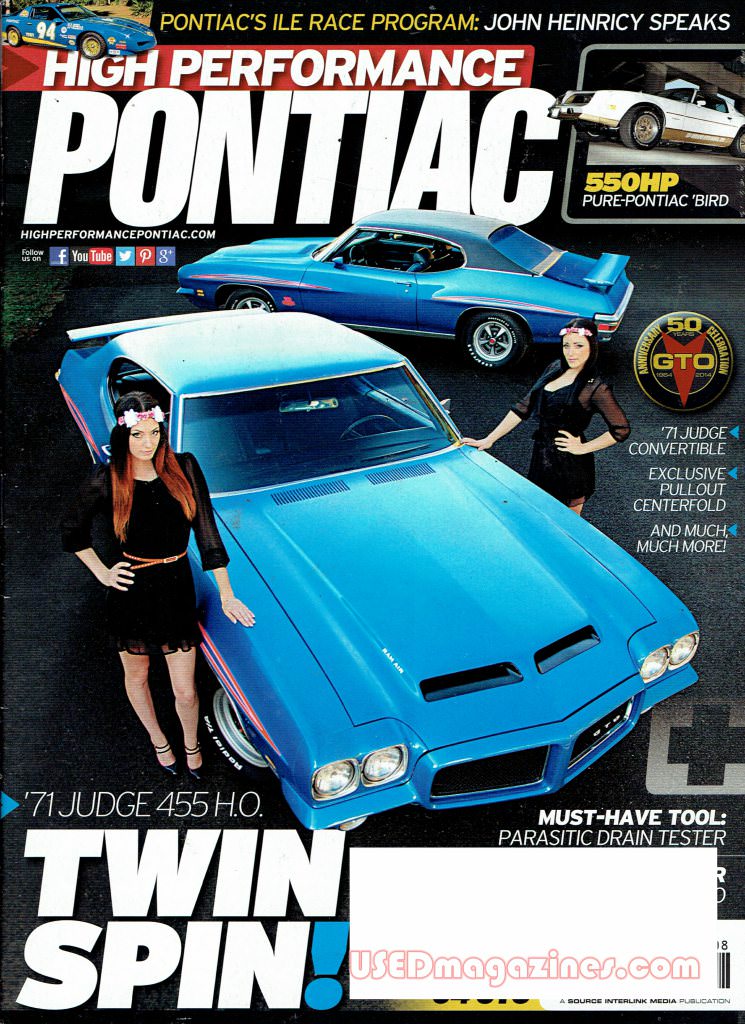 High Performance Pontiac August 2014 magazine back issue High Performance Pontiac magizine back copy 