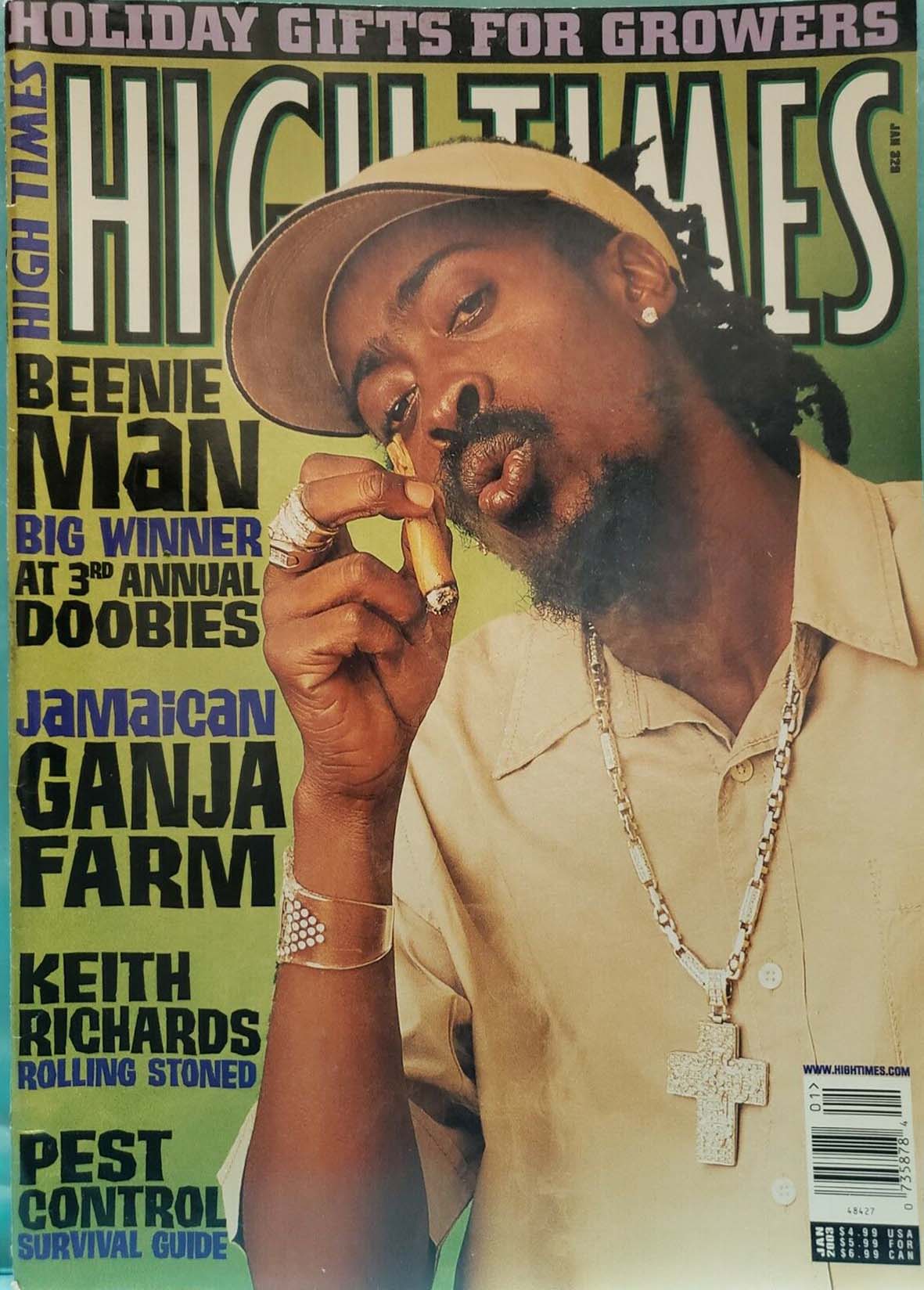 High Times January 2003 magazine back issue High Times magizine back copy 