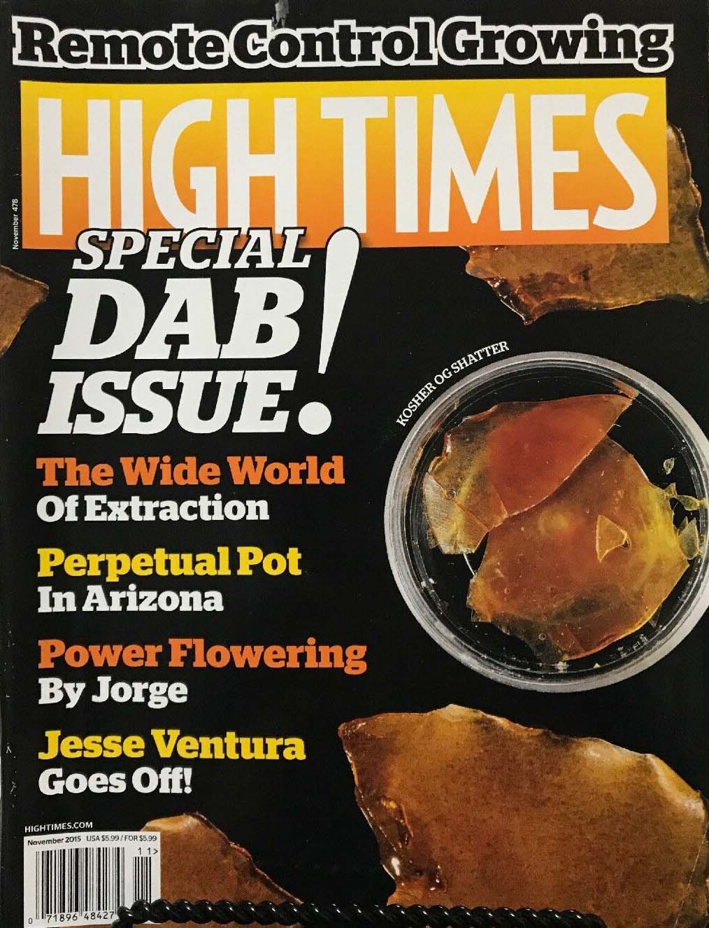 High Times November 2015 magazine back issue High Times magizine back copy 