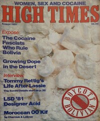 High Times August 1981 magazine back issue cover image