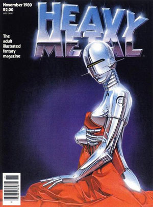 Heavy Metal November 1980 magazine back issue Heavy Metal magizine back copy Cover artwork magazine heavy metal titled warmth by Hajime Sorayama