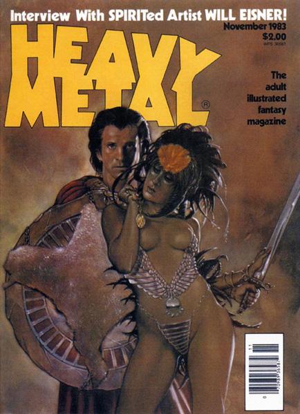 Heavy Metal November 1983 magazine back issue Heavy Metal magizine back copy artist david dorman cover artwork titled bird of prey for heavy metal magazine back issue 1983