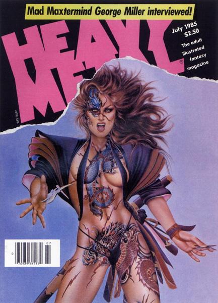 Heavy Metal July 1985 magazine back issue Heavy Metal magizine back copy Tattoo Two by Olivia De Beradinis comicbookstyle artist magazine backed issue