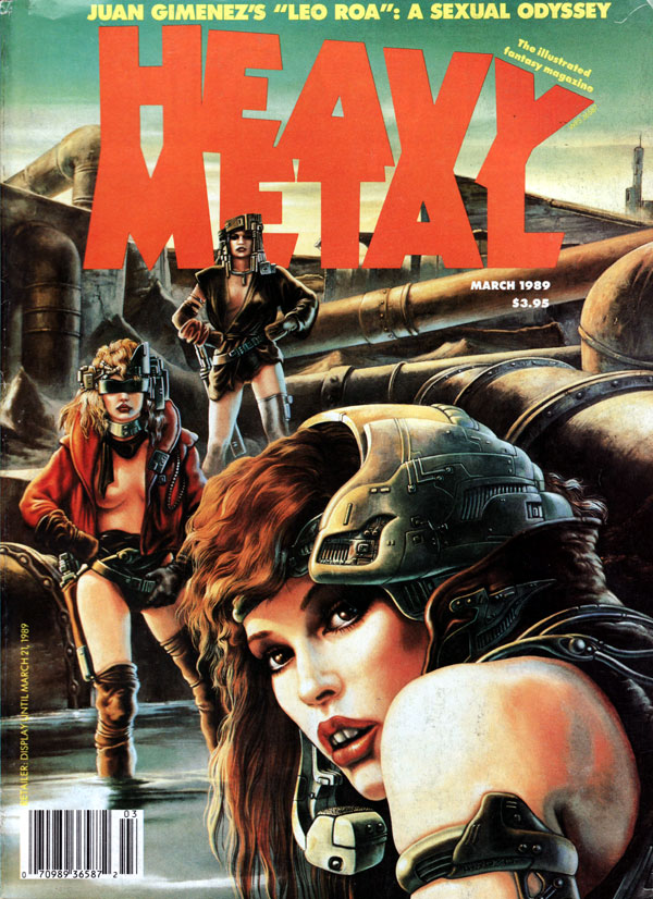 Heavy Metal March 1989 magazine back issue Heavy Metal magizine back copy LuisRoyo artist does cover on heavy metal magazine back issue volume 13 number 1 March 1989