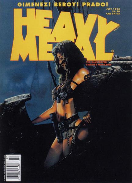 Heavy Metal July 1995 magazine back issue Heavy Metal magizine back copy Erotic Nightmares illustrations by Ciruelo Cabral, Simon Bisley etc. heavy metal circa 1995