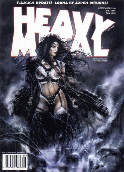 Heavy Metal September 1998 magazine back issue Heavy Metal magizine back copy Galactic Geographic: Meeting Of Civilizations by Karl Kofoed and why heroes never take vacations