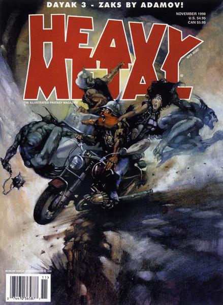 Heavy Metal November 1998 magazine back issue Heavy Metal magizine back copy Dayak 3 - Zaks by Adamov Illustrated Fantasy Magazine Heavy Metal