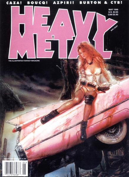 Heavy Metal May 1999 magazine back issue Heavy Metal magizine back copy Pink Cadillac cover art work by master artist LuisRoyo of Heavy Metal Magazines