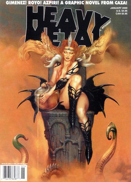 Heavy Metal January 2000 magazine back issue Heavy Metal magizine back copy Captain Aerotica's Experience by Denis Sire Illustrator of Heavy Metal Magazine