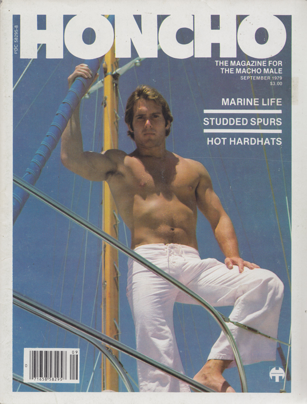 Honcho September 1979 magazine back issue Honcho magizine back copy Studded Spurs, Hot Hardhats, Hollywood, Big Buck, In lust with him, the man next door,black men