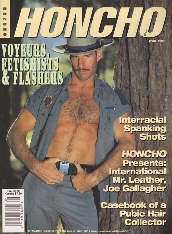 Honcho April 1997 magazine back issue Honcho magizine back copy interracial spanking shots international leather studs pubic hair collectors flashers fetishists gay