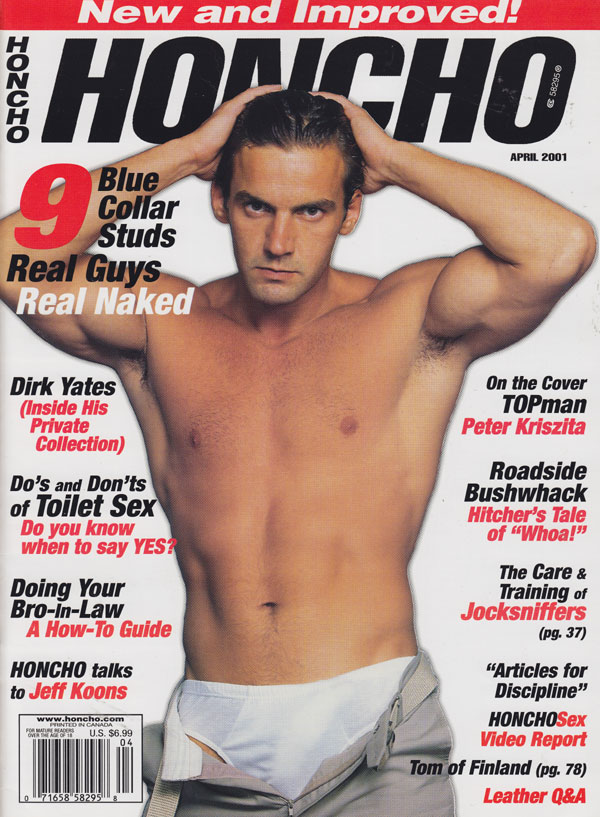Honcho April 2001 magazine back issue Honcho magizine back copy honcho magazine 2001 back issues huge buff gay men all nude stroking cock big dicks hard abs muscles
