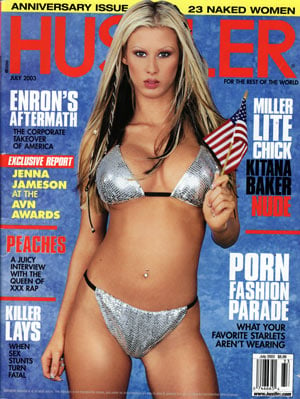 Hustler July 2003 magazine back issue Hustler magizine back copy Hustler July 2003 Adult Pornographic Magazine Back Issue Published by LFP, Larry Flynt Publications. Covergirl & Honey of the Month Centerfold Krystal Photographed by Laurent Sky.