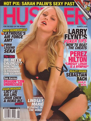 Hustler March 2009 magazine back issue Hustler magizine back copy Hustler March 2009 Adult Pornographic Magazine Back Issue Published by LFP, Larry Flynt Publications. Covergirl & Honey of the Month Centerfold Lindsay Marie Photographed by Mark Lit.