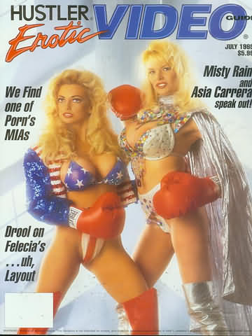 Hustler Erotic Video Guide July 1995 magazine back issue Hustler Erotic Video Guide magizine back copy Hustler Erotic Video Guide July 1995 Adult Pornographic Magazine Back Issue Published by LFP, Larry Flynt Publications. Misty Rain And Asia Carrera Sneak Out!.