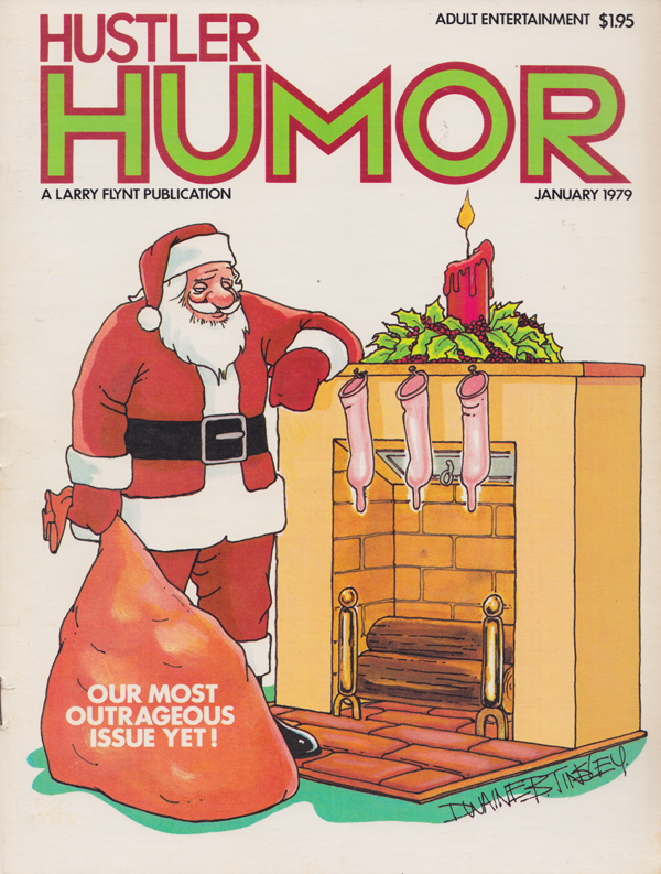 Hustler Humor January 1979 magazine back issue Hustler Humour magizine back copy Most Outrageous Issue,Space Negrooooo,Caught in the Act,Santa's Comin'!,Blind Justice,