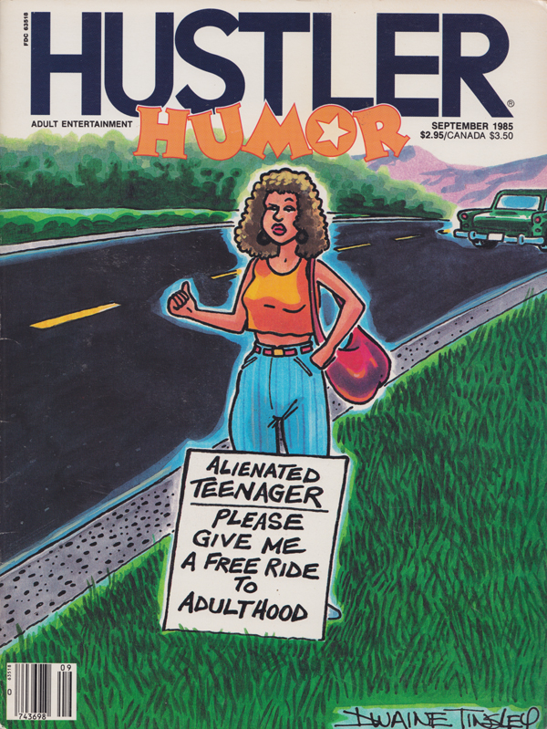 Hustler Humor September 1985 magazine back issue Hustler Humour magizine back copy Heaven Help Us,Meat Substitutes,Pro Laughs,No Conception,ENGLEMAN CRUISES MAMMARY LANE