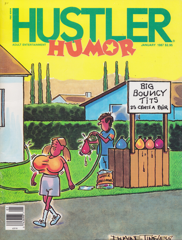 Hustler Humor January 1987 magazine back issue Hustler Humour magizine back copy Thunder Buns,All in the Game,On Home Turf,Unnatural High,ITCHY SUBJECTS,CAPTAIN HARD-ON