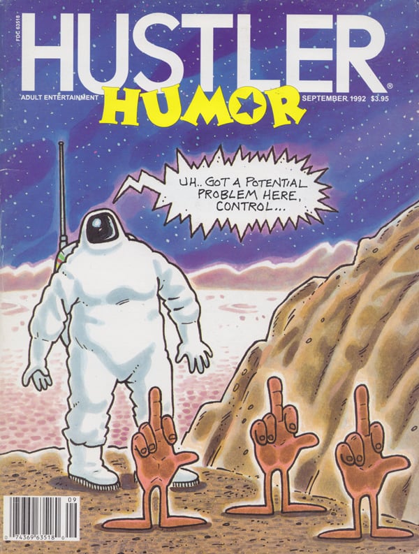 Hustler Humor September 1992 magazine back issue Hustler Humour magizine back copy Flirtations With Dominance,Clitty Likkers,Silence is Golden,Piss and Moan,NEEDLE GRAFFITI,tasteless