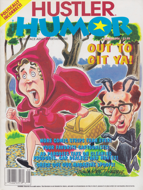 Hustler Humor August 1994 magazine back issue Hustler Humour magizine back copy Magazine Spoofs,Ad Parodies Take On Cleaning Products, Car Dealers and Movies,Favorite Cartoonists