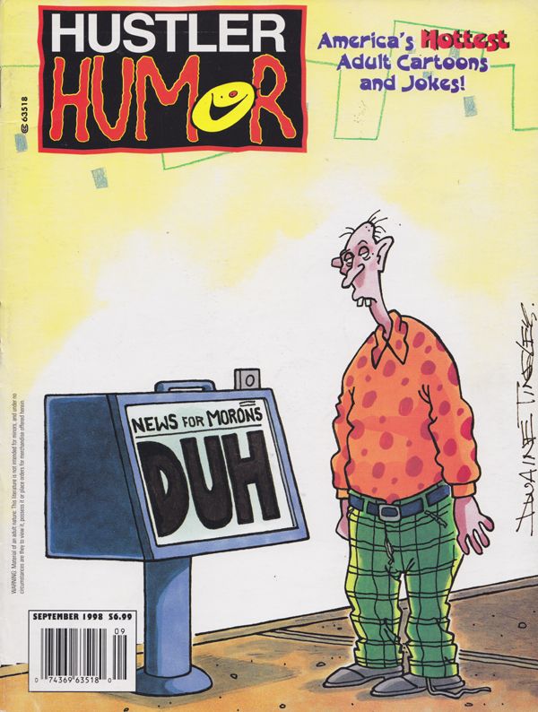 Hustler Humor September 1998 magazine back issue Hustler Humour magizine back copy Adult cartoons & jokes,tasteless jokes,Fetish,Rising Star,It's All Rack and Roll,Good Old Ones,gros