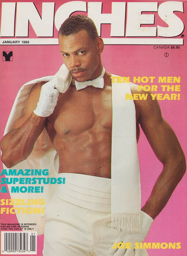 Inches January 1989 magazine back issue Inches magizine back copy Superstuds, Hot Men, erotic fiction,Summer in San Francisco, Renegade, the rookie, measure up