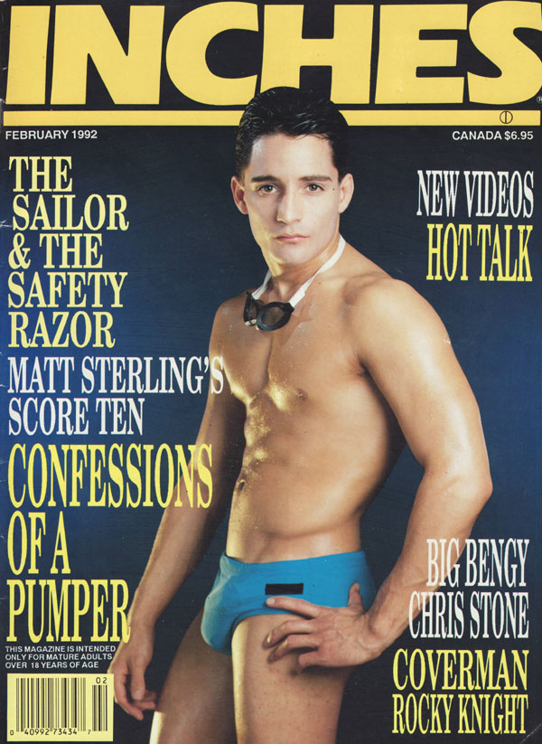 Inches February 1992 magazine back issue Inches magizine back copy sailor big bengy chris stone rocky knight hot talk pumper confessions matt sterling score 10 benjy c