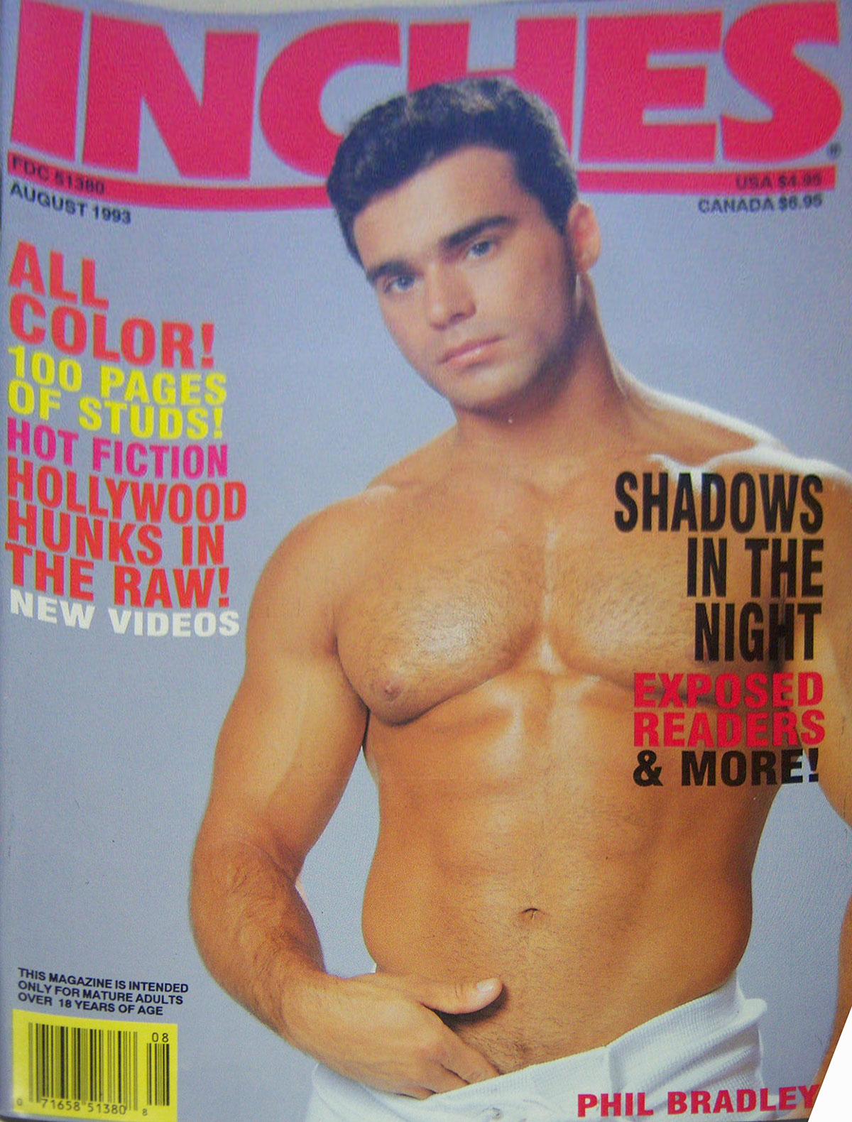 Inches August 1993 magazine back issue Inches magizine back copy Inches August 1993 Naked Men Gay Adult Magazine Bak Issue Published by  Mavety Media Group. All Color! 100 Pages Of Studs! Hot Fiction Hollywood Hunks In The Raw! New Videos.