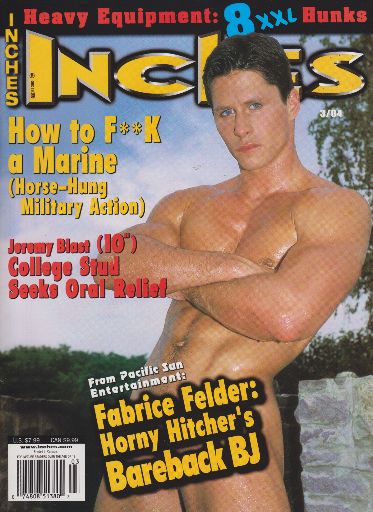 Inches March 2004 magazine back issue Inches magizine back copy Inches March 2004 Naked Men Gay Adult Magazine Bak Issue Published by  Mavety Media Group. Coverguy Fabrice Felder.