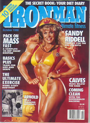 Ironman October 1990 magazine back issue Ironman magizine back copy Ironman October 1990 American magazine Back Issue about bodybuilding, weightlifting, and powerlifting. Published by Iron Man Publishing. Covergirl Sandy Riddell.