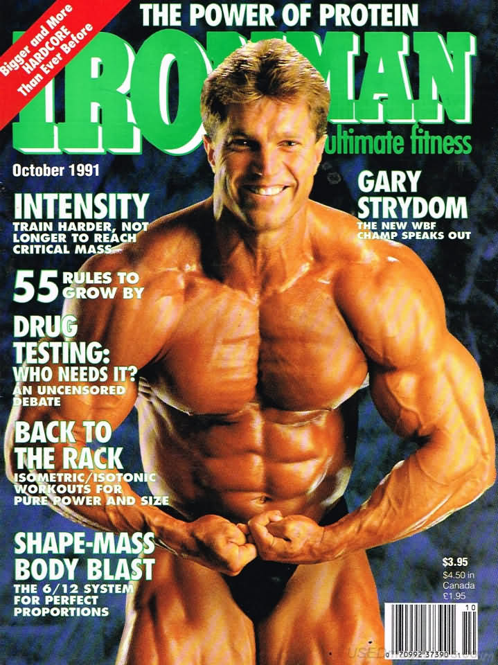 Ironman October 1991 magazine back issue Ironman magizine back copy Ironman October 1991 American magazine Back Issue about bodybuilding, weightlifting, and powerlifting. Published by Iron Man Publishing. Covergirl Gary  Strydom.