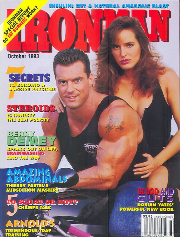 Ironman October 1993 magazine back issue Ironman magizine back copy Ironman October 1993 American magazine Back Issue about bodybuilding, weightlifting, and powerlifting. Published by Iron Man Publishing. Covergirl Berry  Demey.