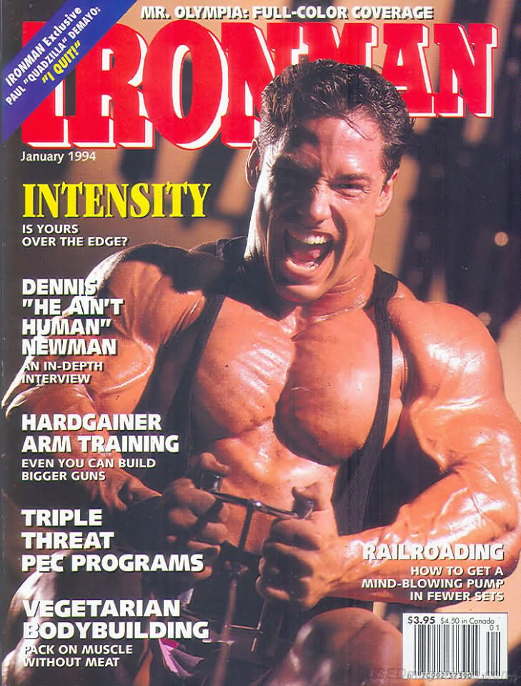 Ironman January 1994 magazine back issue Ironman magizine back copy Ironman January 1994 American magazine Back Issue about bodybuilding, weightlifting, and powerlifting. Published by Iron Man Publishing. Intensity Is Yours Over The  Edge?.