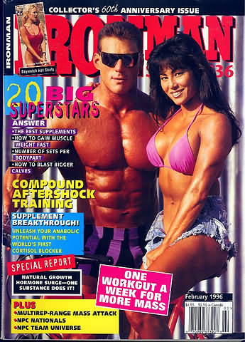 Ironman February 1996 magazine back issue Ironman magizine back copy Ironman February 1996 American magazine Back Issue about bodybuilding, weightlifting, and powerlifting. Published by Iron Man Publishing. Compound Aftershock Training.