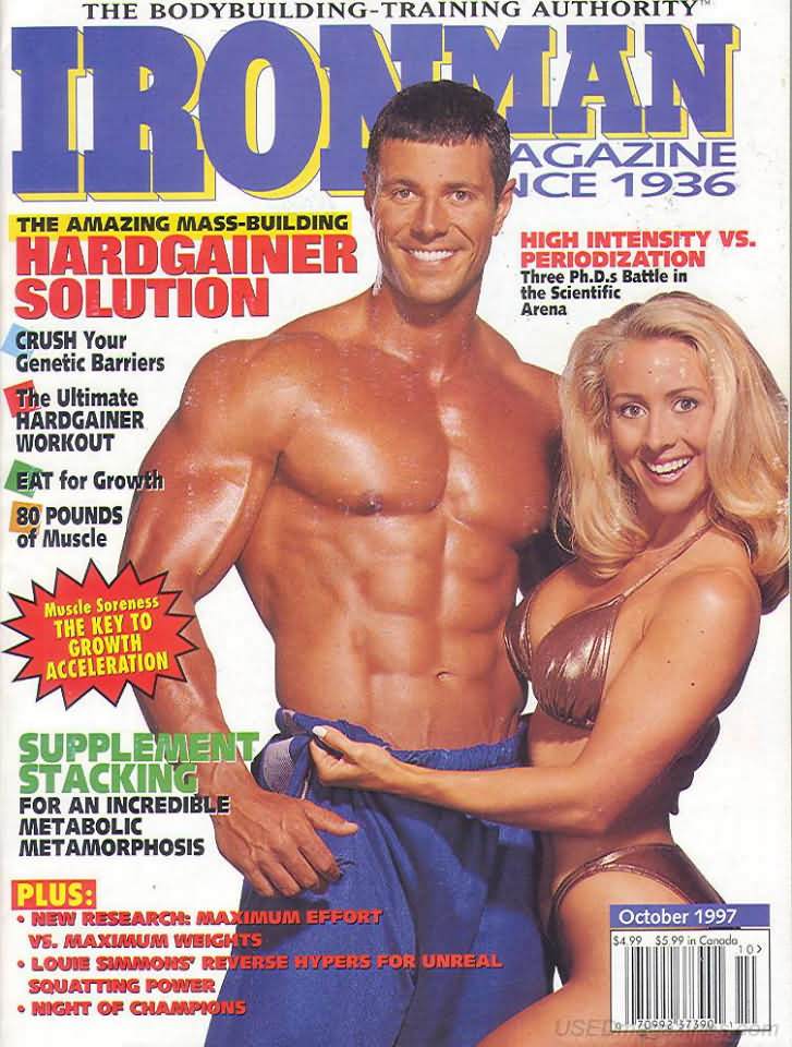 Ironman October 1997 magazine back issue Ironman magizine back copy Ironman October 1997 American magazine Back Issue about bodybuilding, weightlifting, and powerlifting. Published by Iron Man Publishing. The Amazing Mass--Building Hardgainer  Solution.