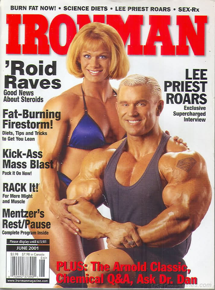 Ironman June 2001 magazine back issue Ironman magizine back copy Ironman June 2001 American magazine Back Issue about bodybuilding, weightlifting, and powerlifting. Published by Iron Man Publishing. Lee Priest Roars Exclusive Supercharged interview.