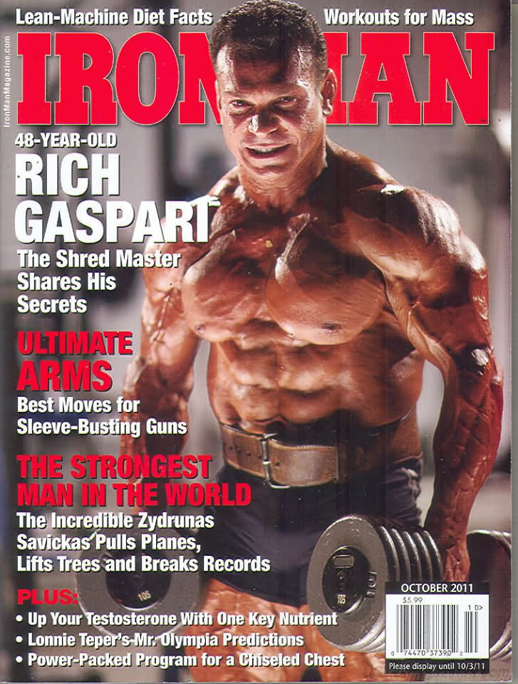 Ironman October 2011 magazine back issue Ironman magizine back copy Ironman October 2011 American magazine Back Issue about bodybuilding, weightlifting, and powerlifting. Published by Iron Man Publishing. 48-Year-Old Rich Gaspart The Shred Master Shares His Secrets.