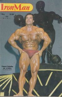 Franco Columbu magazine cover appearance Ironman May 1982