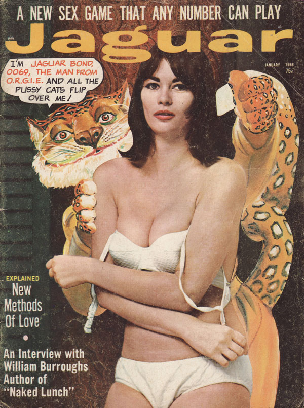 Jaguar January 1966 magazine back issue Jaguar magizine back copy new sex game that any number can play new methods of love william burroughs naked lunch jaguar bond 
