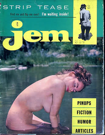 Jem March 1957 magazine back issue Jem magizine back copy Jem March 1957 Vintage Adult Mens Magazine Back Issue Featuring Pin-Up Girls Published by Joe Weider. Strip Tease.