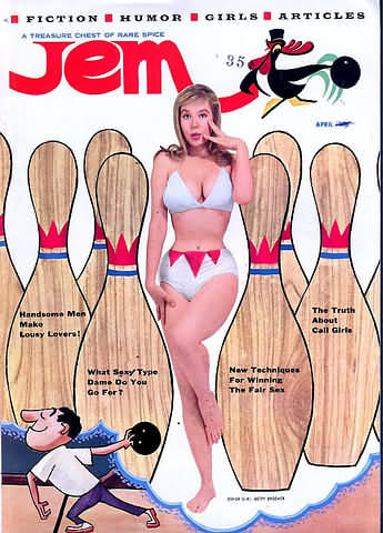 Jem April 1960 magazine back issue Jem magizine back copy Jem April 1960 Vintage Adult Mens Magazine Back Issue Featuring Pin-Up Girls Published by Joe Weider. Handsome Men Make Lousy Lovers!.