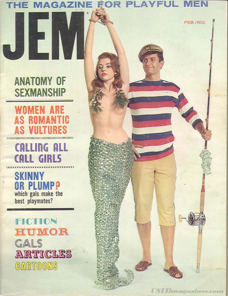 Jem February 1962 magazine back issue Jem magizine back copy Jem February 1962 Vintage Adult Mens Magazine Back Issue Featuring Pin-Up Girls Published by Joe Weider. Anatomy Of Sexmanship.