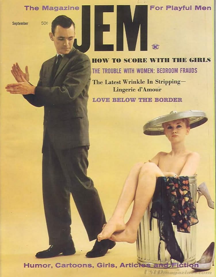 Jem September 1963 magazine back issue Jem magizine back copy Jem September 1963 Vintage Adult Mens Magazine Back Issue Featuring Pin-Up Girls Published by Joe Weider. How To Score With The Girls.