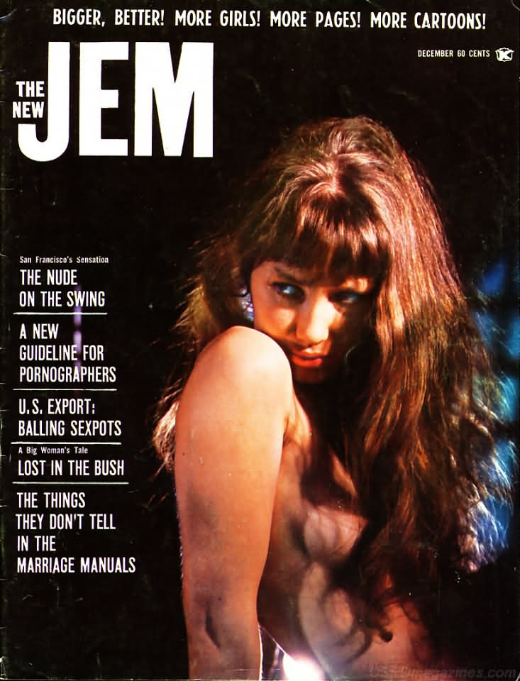 Jem December 1967 magazine back issue Jem magizine back copy Jem December 1967 Vintage Adult Mens Magazine Back Issue Featuring Pin-Up Girls Published by Joe Weider. San Francisco's Sensation The Nude On The Swing.