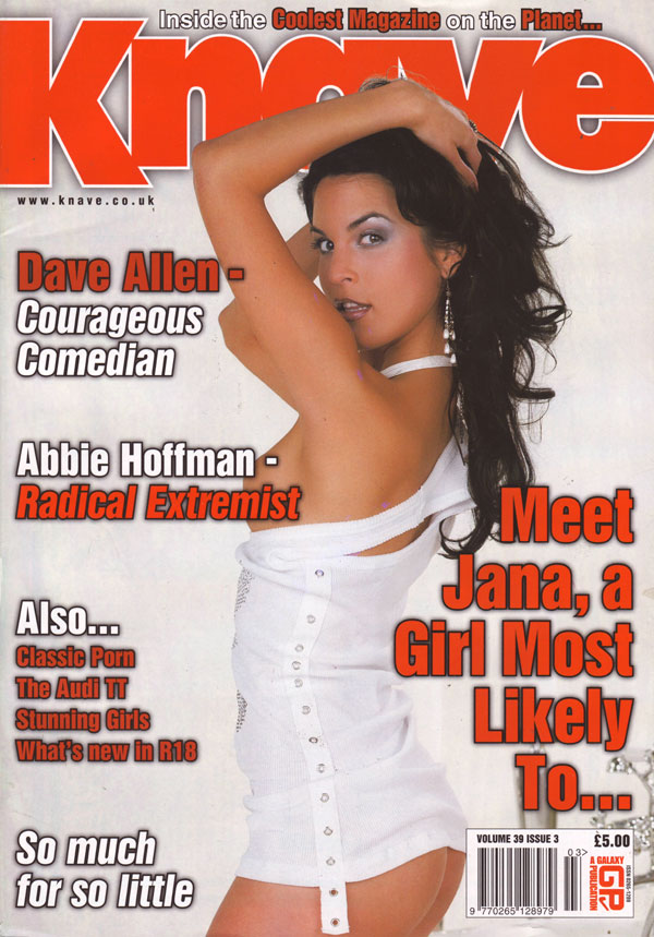 Knave Vol. 39 # 3 magazine back issue Knave UK magizine back copy dave allen courageous comedian abbie hoffman radical extremist knave magazine investigates janba sex
