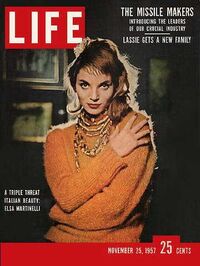 Elsa Martinelli magazine cover appearance Life November 25, 1957