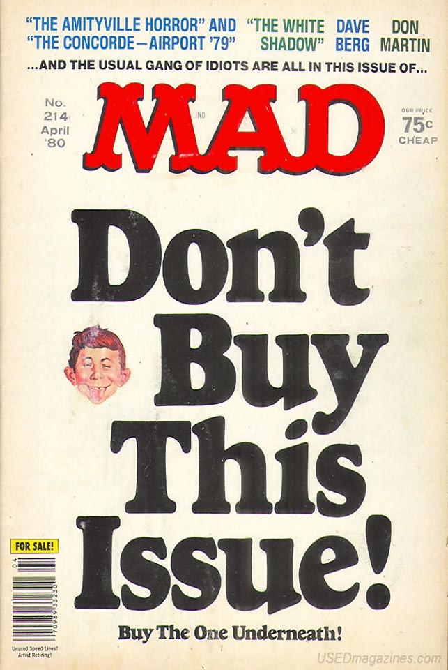 Mad # 214 magazine back issue Mad magizine back copy 